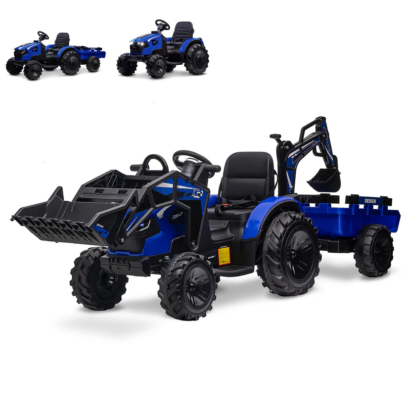 3-in-1 Ride-On Tractor 24V Electric Excavator & Bulldozer