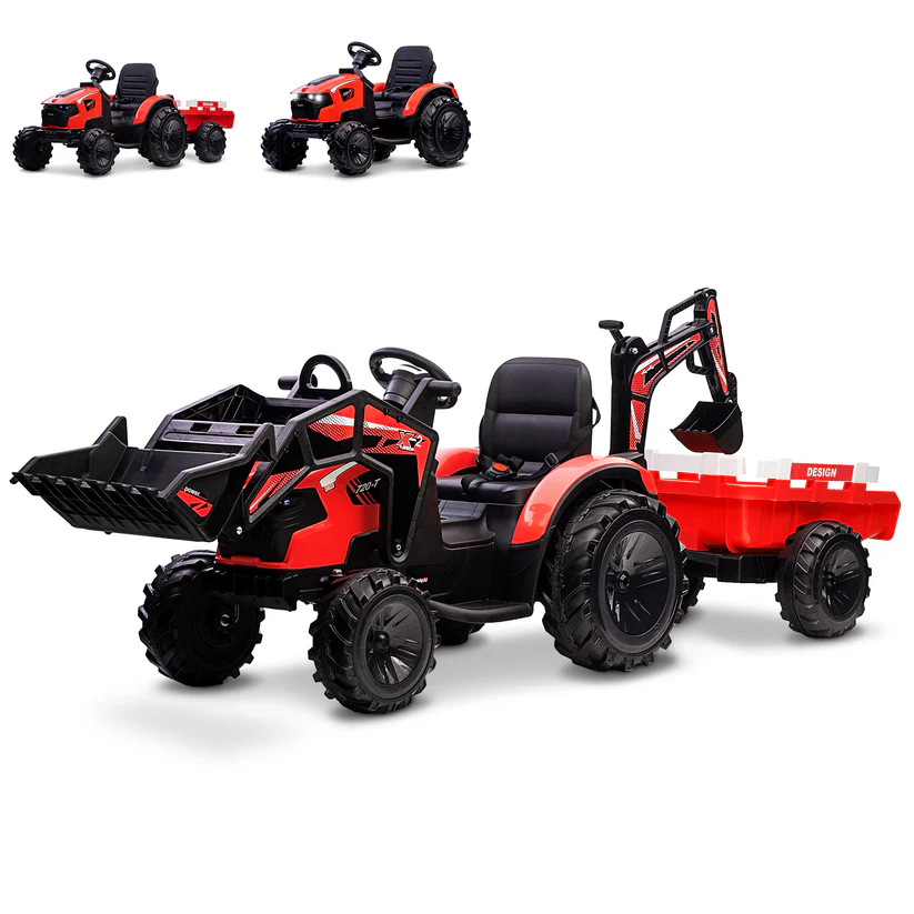 3-in-1 Ride-On Tractor 24V Electric Excavator & Bulldozer