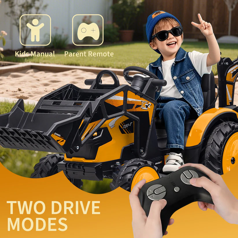 3-in-1 Ride-On Tractor 24V Electric Excavator & Bulldozer